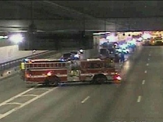 Traffic in the Tip O'Neill Tunnel was halted while crews worked to clear a 15-car pileup.